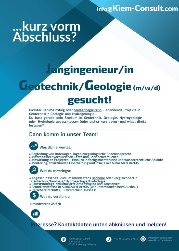Flyer - Stellenangebot Jungingeniuer Geotechnik